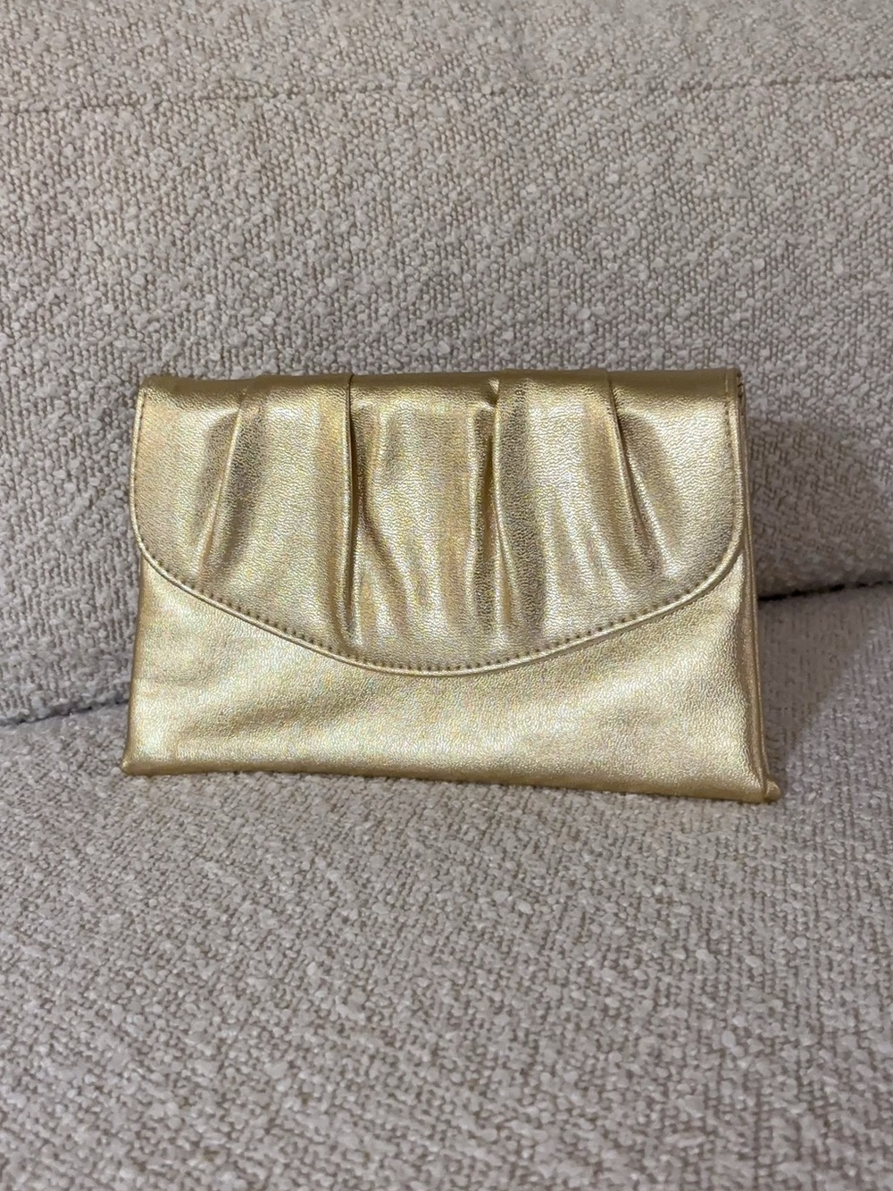 Gold Pleated Clutch Purse Wristlet Bag Wedding Formal Bridal Y2K